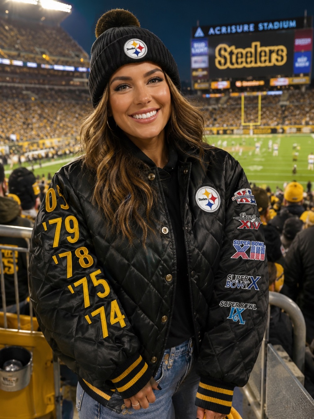 NFL vintage Pittsburgh Steelers RARE 5x Super Bowl champions bomber jacket.